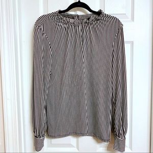 Blouse Vertical Black White Stripe